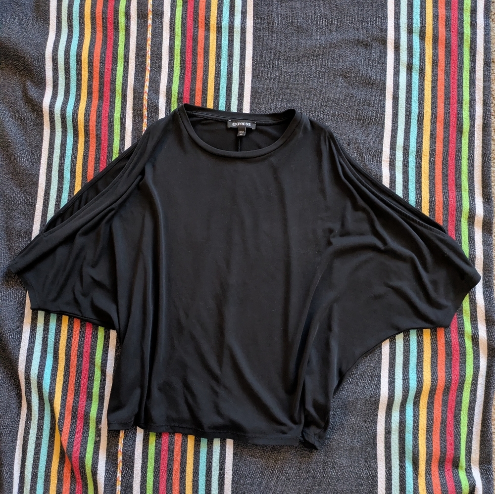 Express Black Women's Cold Shoulder Blouse - Picture 3 of 5
